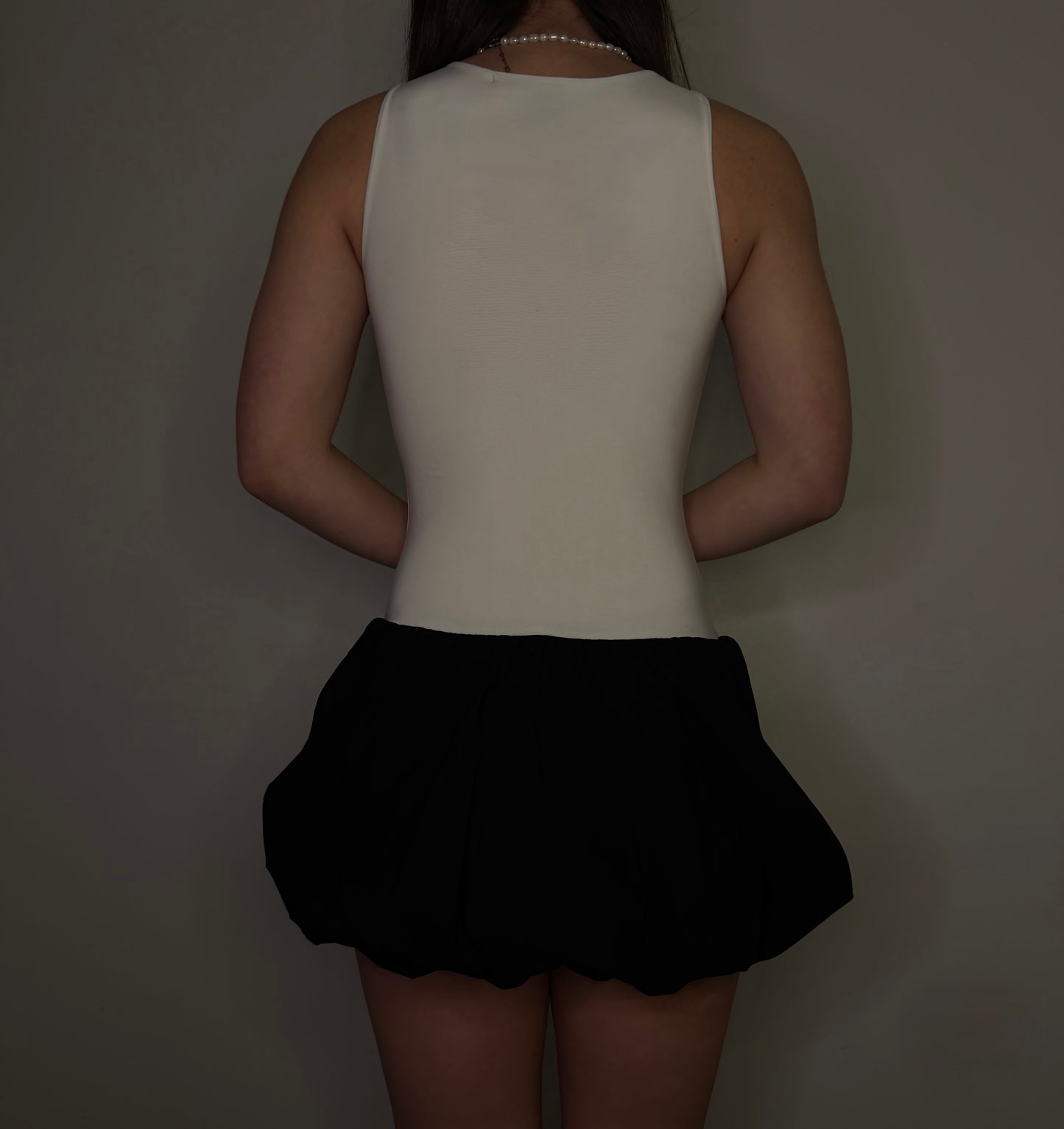 SLINKY PUFFED HEM MINI BALLOON DRESS